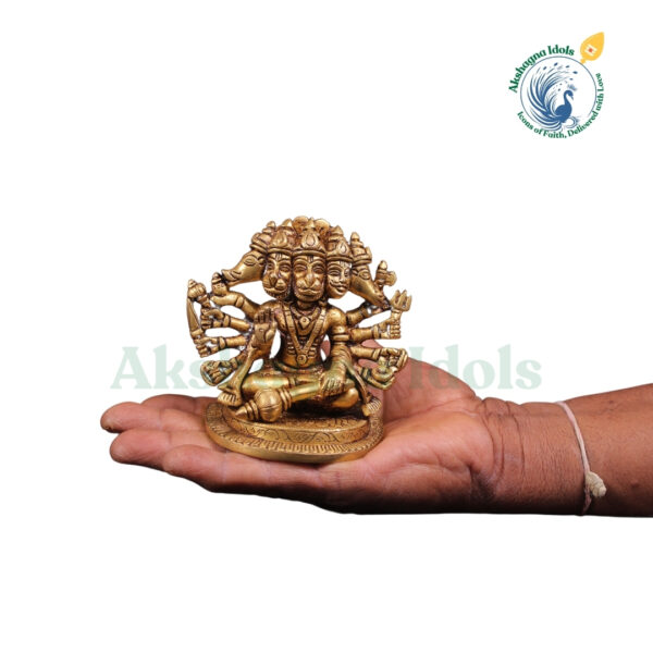 Handcrafted Brass Panchmukhi Hanuman – Radiating Strength & Protection - Image 3