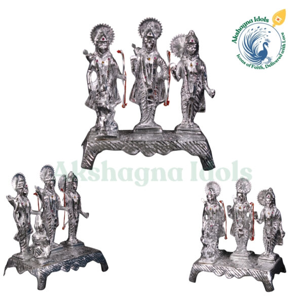 Divine White Metal Ram Darbar Idol | Handcrafted Ram, Sita, Lakshman & Hanuman Statue | Spiritual Home, Office & Puja Room Decor | Hindu Religious Gift - Image 2