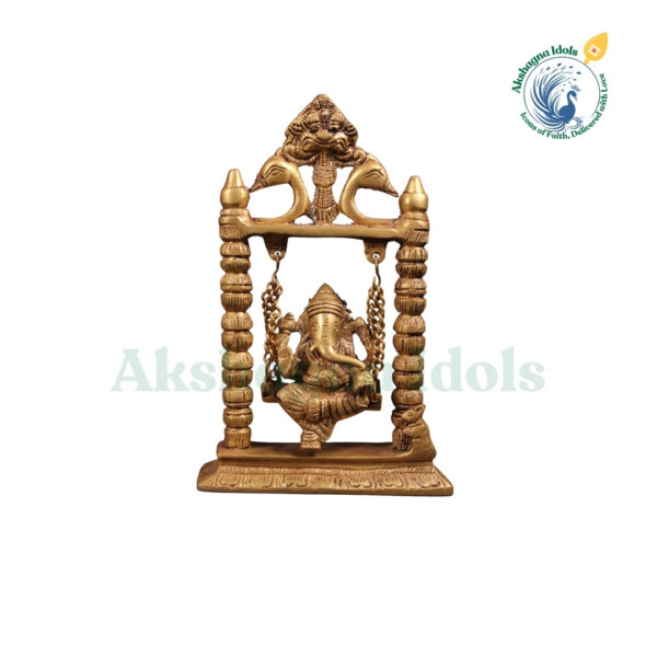 Brass Lord Ganesha on Swing (Jhula) – Symbol of Joy, Prosperity & Blessings | 30 cm