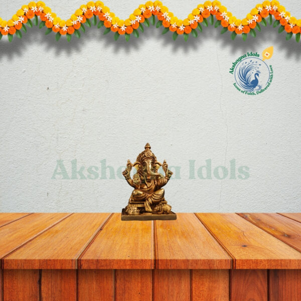 Elegant Brass Lord Ganesha Idol – Compact & Divine Blessings for Wisdom & Success | 7.6 cm - Image 3