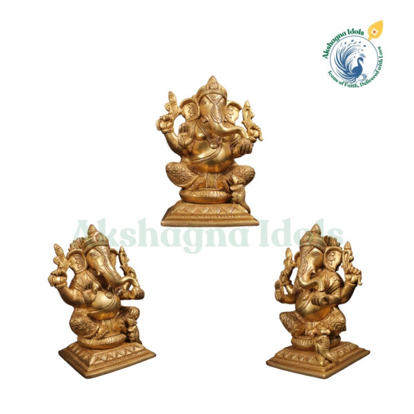 Sacred Brass Lord Ganesha Idol – Symbol of Wisdom, Success & Prosperity | 7.6 cm - Image 2