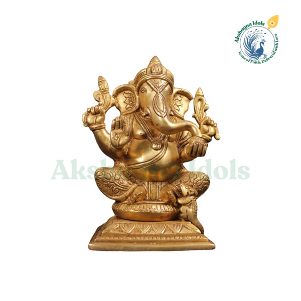 Sacred Brass Lord Ganesha Idol – Symbol of Wisdom, Success & Prosperity | 7.6 cm