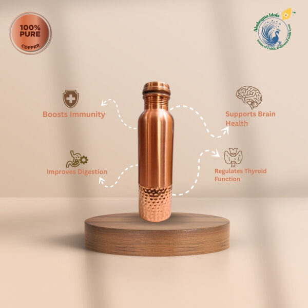 Premium Hammered Copper Water Bottle – 1 Litre | Ayurvedic Health Bottle - Image 2