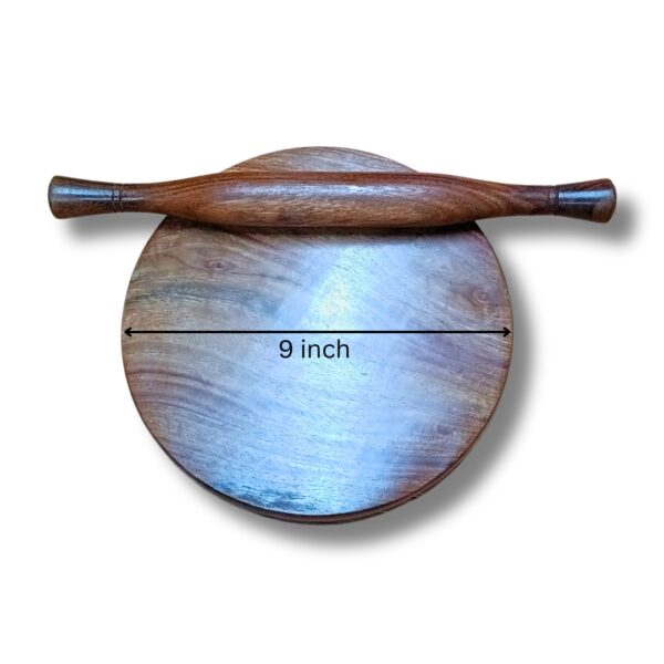 Teakwood Poori Manai – Chakla Belan Set (9 Inch Diameter) - Image 2