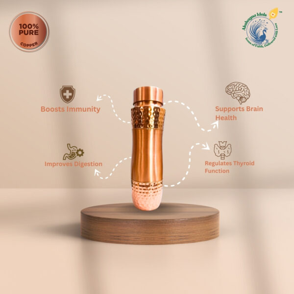 Premium Copper Bottle for Drinking Water – Leakproof & Stylish (1 Litre) - Image 2