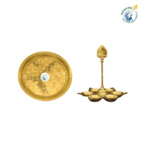6-Inch Vel Arumuga Vilakku & 10-Inch Brass Pooja Plate – Divine Set for Auspicious Rituals